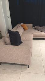 Beige hoekzetel met poef, Huis en Inrichting, Ophalen, Stof