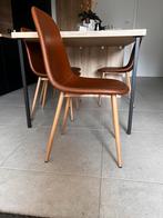 4 eetkamerstoelen zo goed als nieuw, Ophalen, Kunststof, Bruin, Zo goed als nieuw
