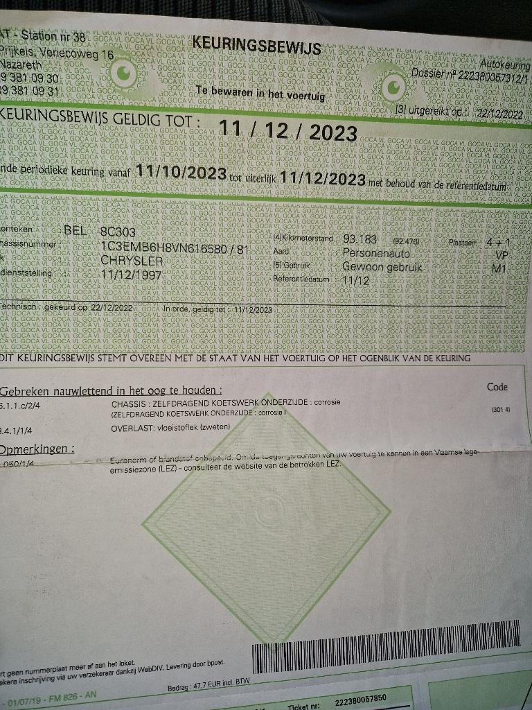 Auto, Autos : Pièces & Accessoires, Tableau de bord & Interrupteurs, Chrysler, Enlèvement