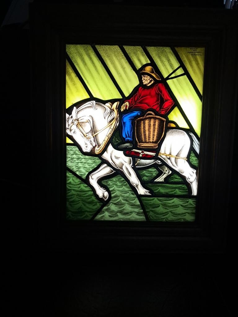 Frans van  immerseel - vitrail avec armoire d'éclairage, Antiquités & Art, Enlèvement ou Envoi