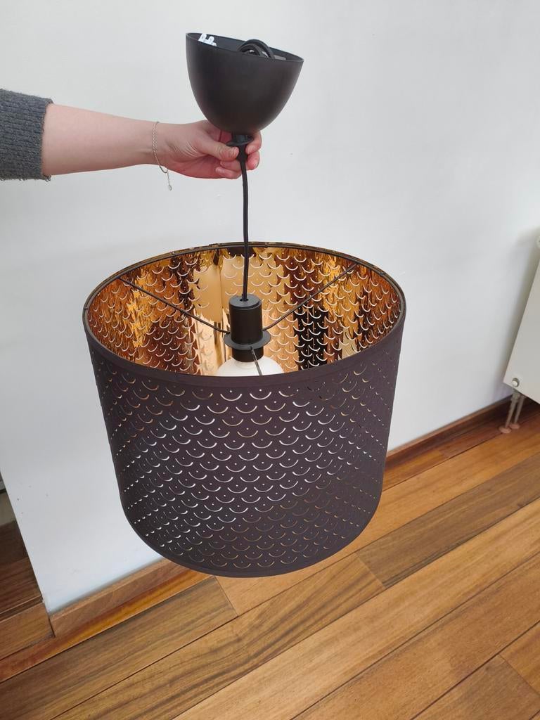 Lampe / suspension or et noire, Maison & Meubles, 25 à 50 cm, Rond, Comme neuf, Suspension