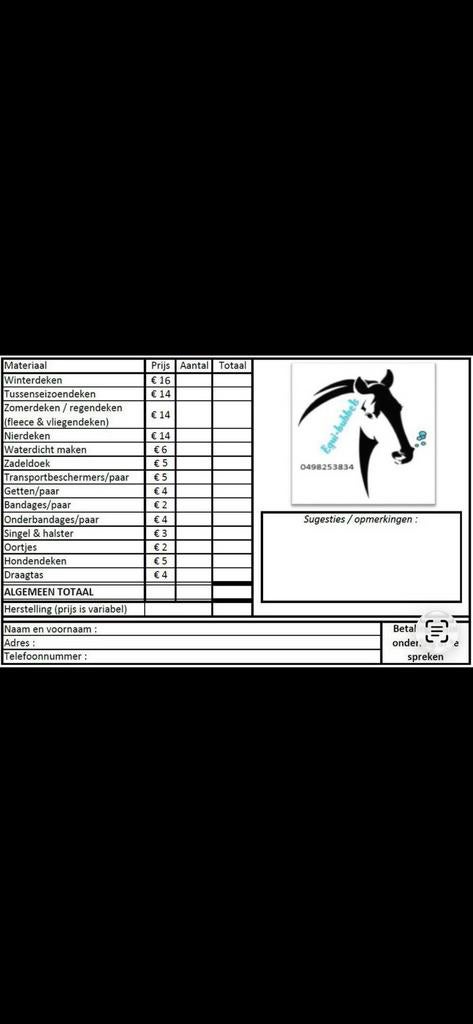 Paardendekens laten wassen!, Dieren en Toebehoren, Ophalen, Zo goed als nieuw, Deken