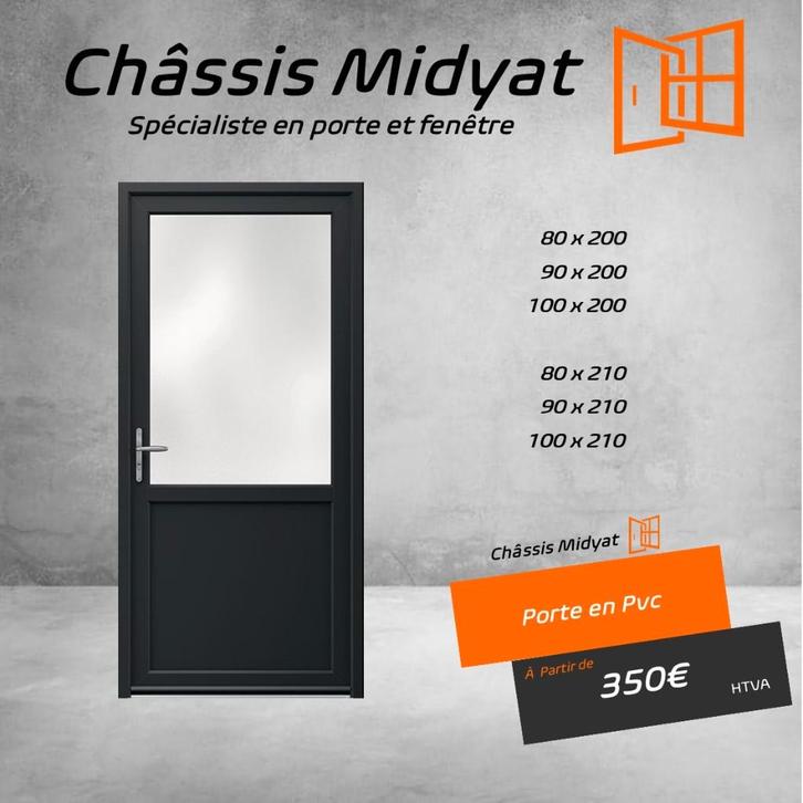 Porte Pvc Anthracite EN STOCK 350€, Bricolage & Construction, Châssis & Portes coulissantes, Neuf, Synthétique, 150 à 225 cm, 75 à 150 cm