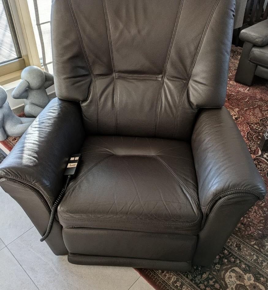 Elektrische relaxzetel in leder – verstelbaar – zeer comfort, Maison & Meubles, Fauteuils, Enlèvement