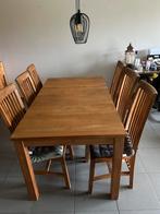 Teak eet tafel 160x90 met 6 stoelen, Enlèvement, Utilisé