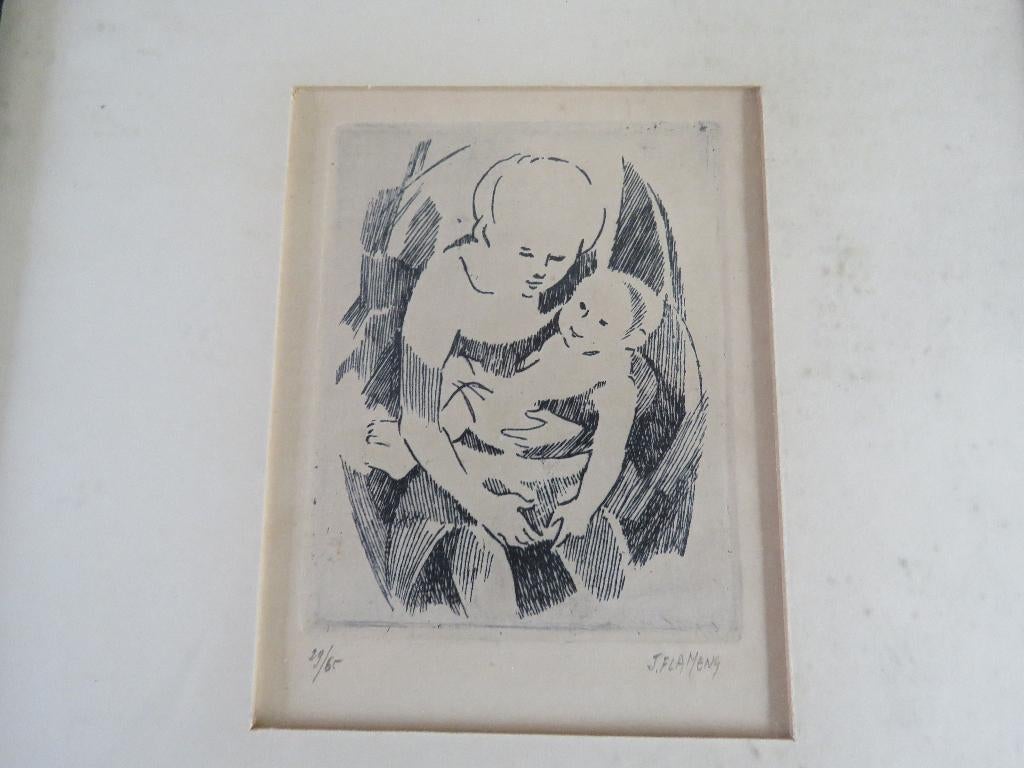 Ets Jan Flameng, Ophalen of Verzenden, Ets, Ingelijst