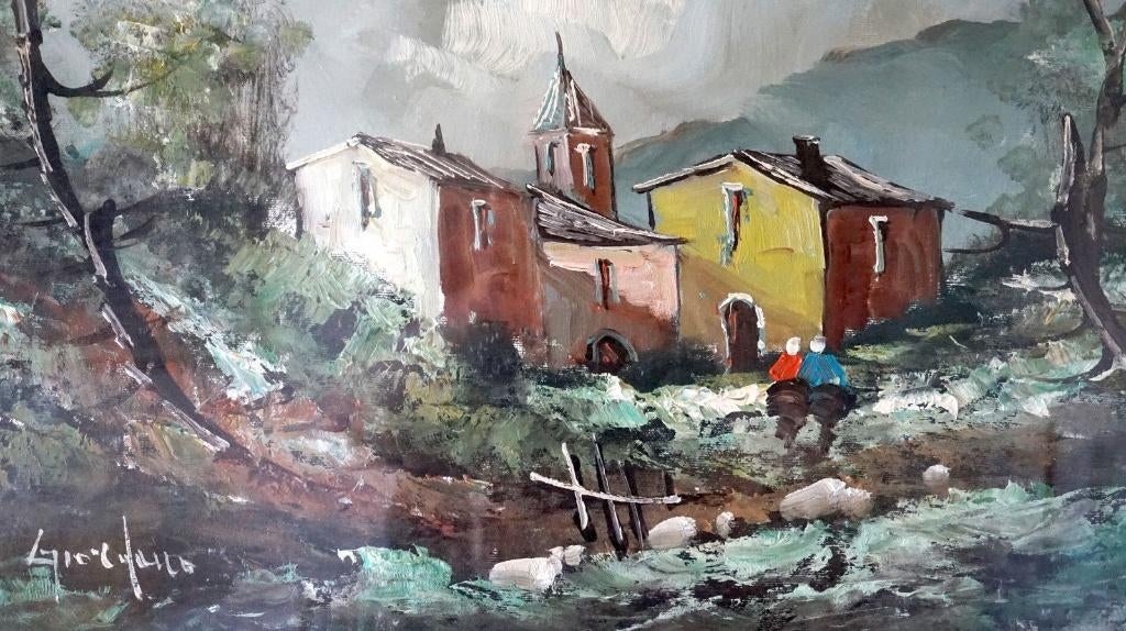 Tableau datant de 1920-40 - Signé - Paysage Hivernal, Enlèvement