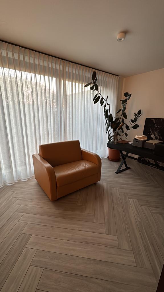 Cognac lederen zetelbed / slaapbank 1-persoons, Huis en Inrichting, Zetels | Zetels en Chaises Longues, Ophalen, Zo goed als nieuw