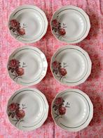 6 assiettes creuses limosa décor fleur liseré argenté, Enlèvement ou Envoi