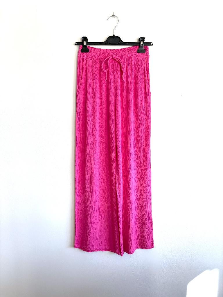 Made in Italy wrinklestof pull‑up broek – 100% viscose, Made in Italy, Verzenden, Zo goed als nieuw, Roze