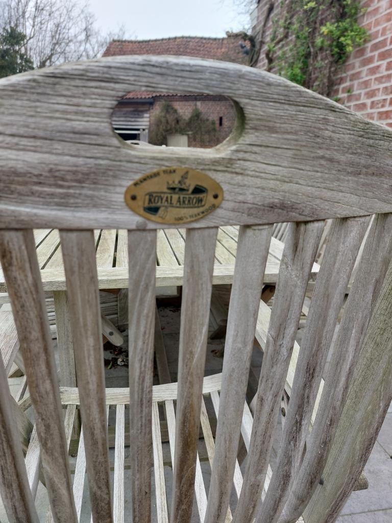 Tuintafel en 6 stoelen teak, Tuin en Terras, Ophalen