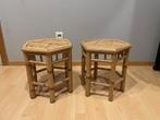 2 Vintage Bamboe en Rotan bijzettafeltjes, Antiek en Kunst, Ophalen