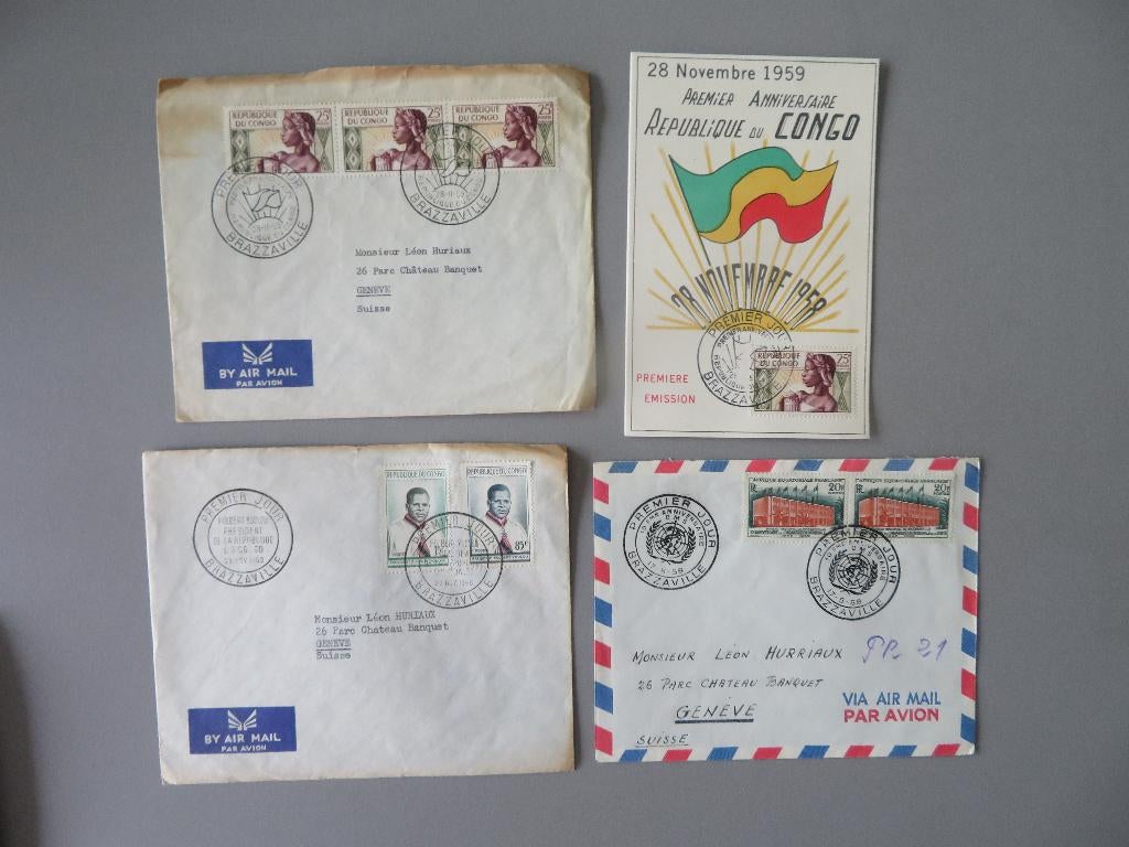 3 luchtpost enveloppen + pk 1958-60 onafhankelijkheid Congo, Timbres & Monnaies, Timbres | Enveloppes premier jour, Enlèvement ou Envoi