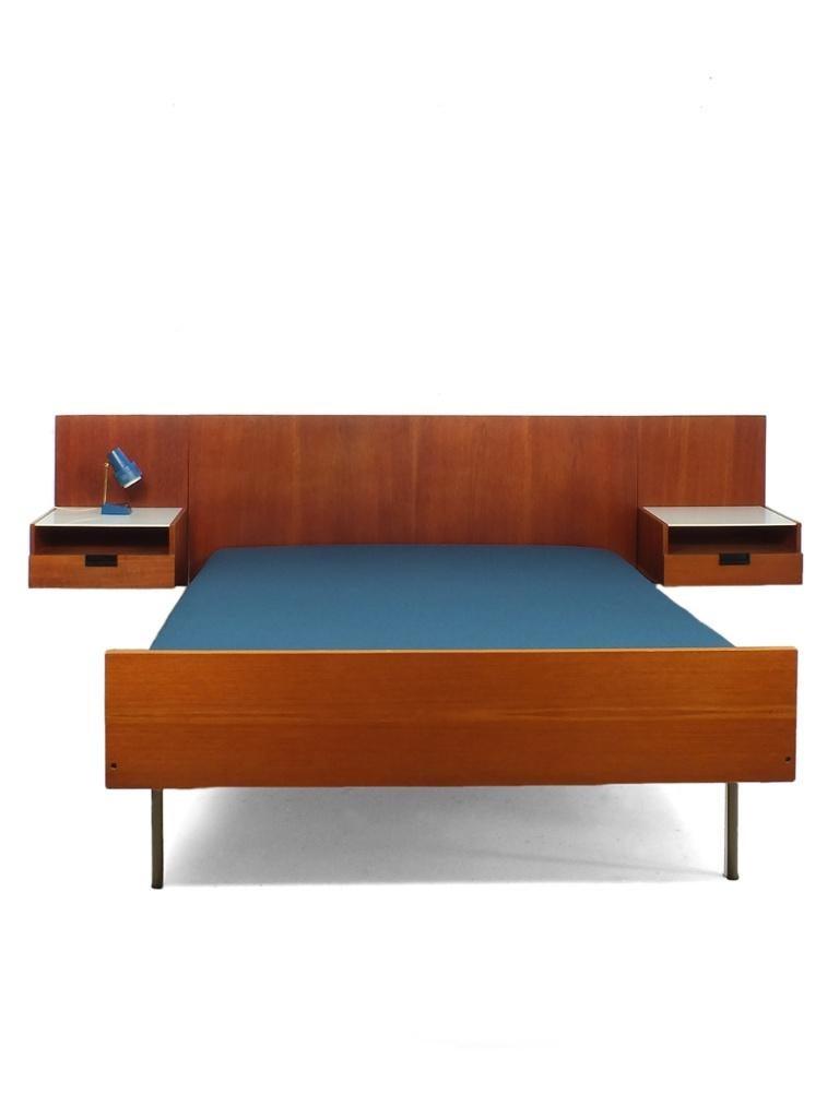 Pastoe 2pers bed/nachttafels Cees Braakman, Ophalen, Gebruikt, Bruin, Vintage jaren 50