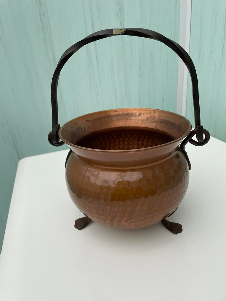 Heel mooie koperen pot cachepot hoogte 18 cm, Antiek en Kunst, Ophalen