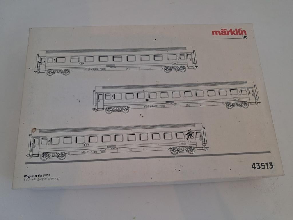 Märklin H0 43513 Memling 3-delige set met binnenverlichting, Ophalen, Wisselstroom, Treinset, Zo goed als nieuw
