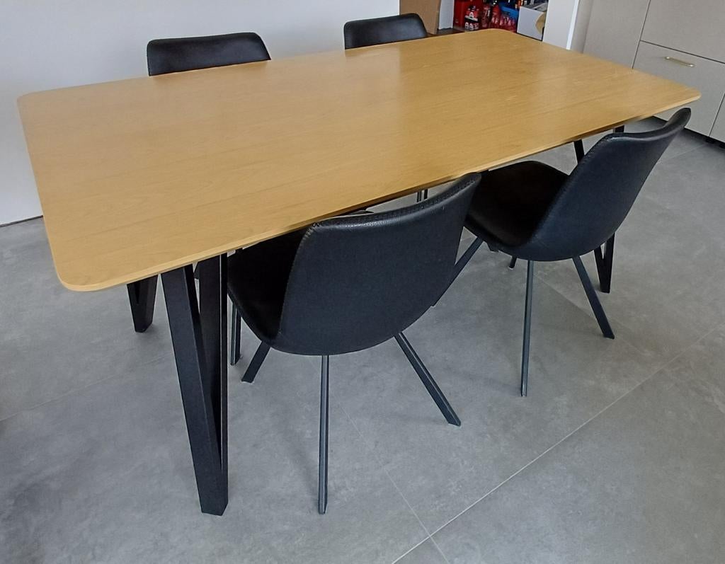 Ensemble de table à manger en bois (160 x 90) comprenant 4 c, Maison & Meubles, Tables | Tables à manger, Utilisé, 50 à 100 cm