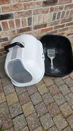 Propere Kattenbak met Kap en Schepje – Wit/Zwart, Dieren en Toebehoren, Kattenbakken, Ophalen