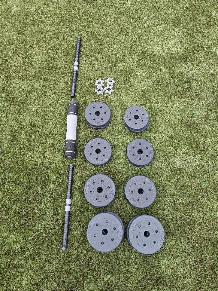 Gewichten, Sport en Fitness, Fitnessmaterialen, Zo goed als nieuw, Halterset, Armen, Benen, Borst, Rug, Ophalen