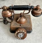 Vintage koperen telefoon - prachtig decoratief retro-object, Ophalen of Verzenden, Niet werkend, Met draaischijf