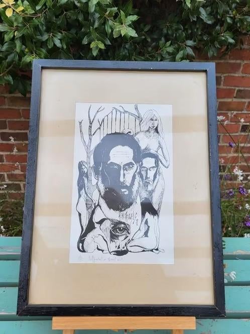 Ets Rene Pauwels 72 zelfportret in zwart wit, Antiek en Kunst, Kunst | Etsen en Gravures, Ophalen, Ets, Genummerd