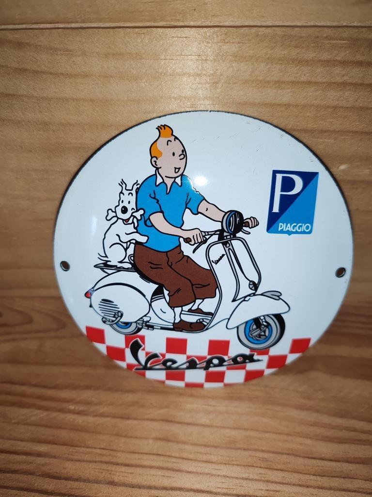 Glazuurplaat van Kuifje, Verzamelen, Ophalen of Verzenden, Zo goed als nieuw, Reclamebord