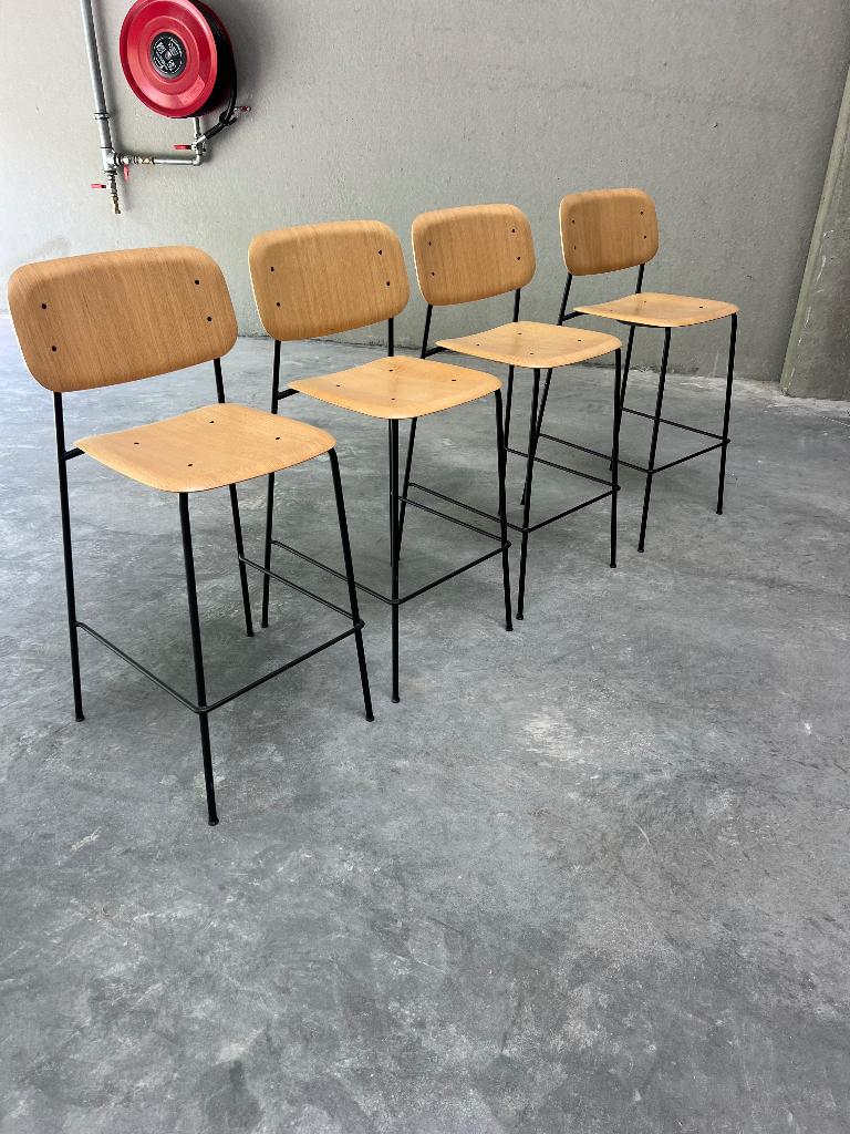 Hay barstoel eik / zwart ( 4 stuks ), Ophalen, 60 tot 90 cm, Nieuw, 4 krukken