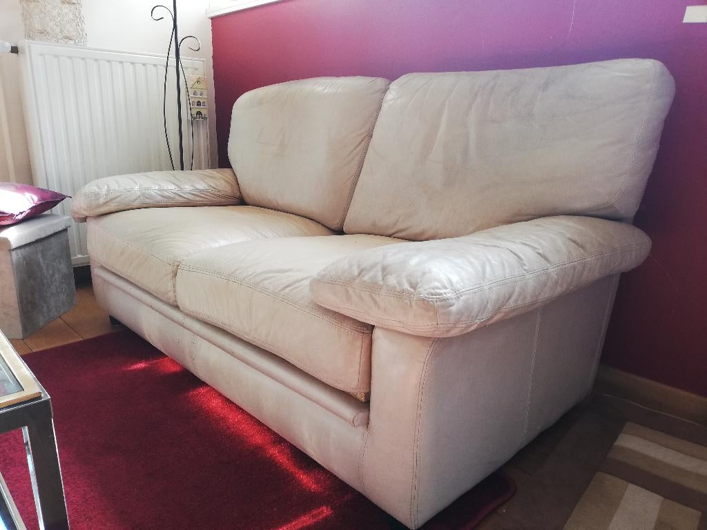 Gratuit 2 canapés en cuir, Maison & Meubles, 75 à 100 cm, Enlèvement, Utilisé, Classique