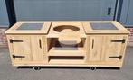 Buitenkeuken - Kamado BBQ tafel - Eikenhout 233x86x90h, Nieuw, Vrijstaand, Ophalen of Verzenden, Houtskool