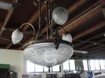 mooie antieke  luster met glazen middencoupe en 3 lichtpunt, Antiek en Kunst, Antiek | Verlichting, Ophalen of Verzenden