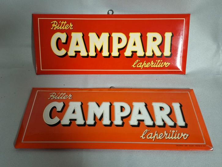 2 reclame borden 1959 Bitter Campari aperitief, Verzamelen, Merken en Reclamevoorwerpen, Gebruikt, Reclamebord, Ophalen of Verzenden
