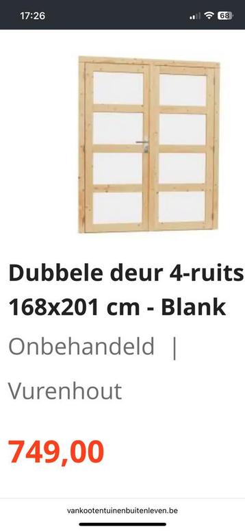 Dubbele houten deur met omkasting. Nieuw alleen uitgepakt. beschikbaar voor biedingen