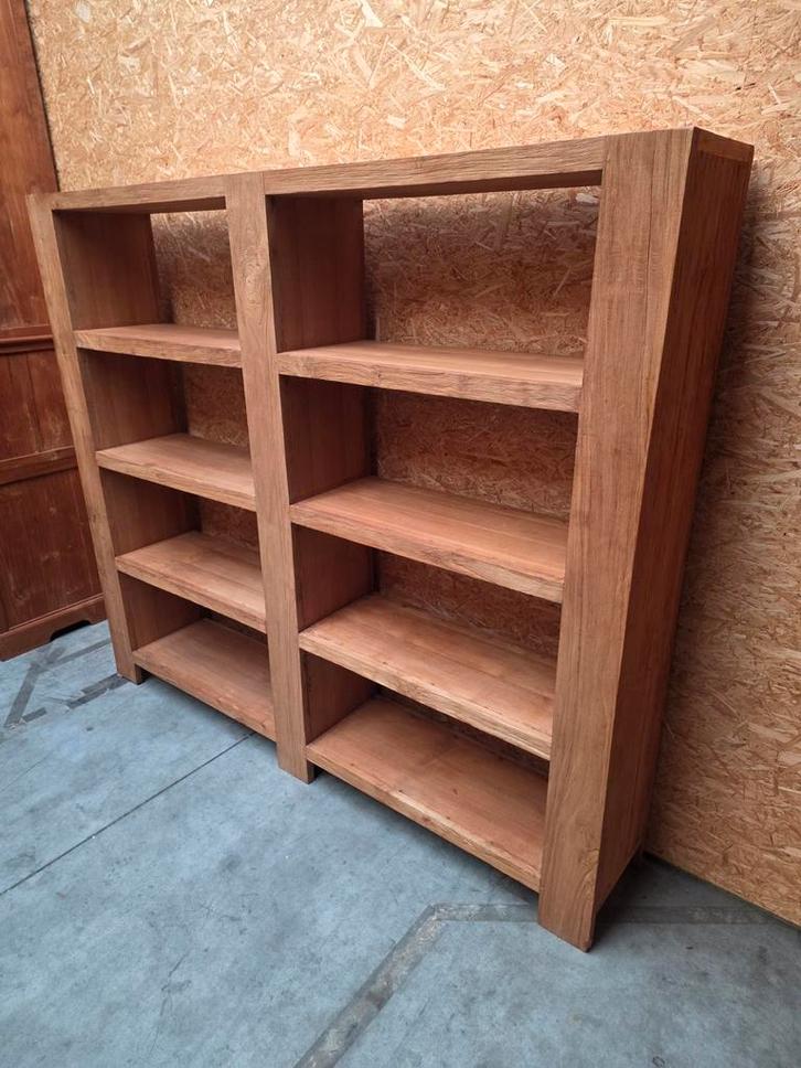 Teakhouten boekenkast, wandkast 203x175cm .uit 1 geheel., Huis en Inrichting, Kasten | Boekenkasten, Gebruikt, Ophalen