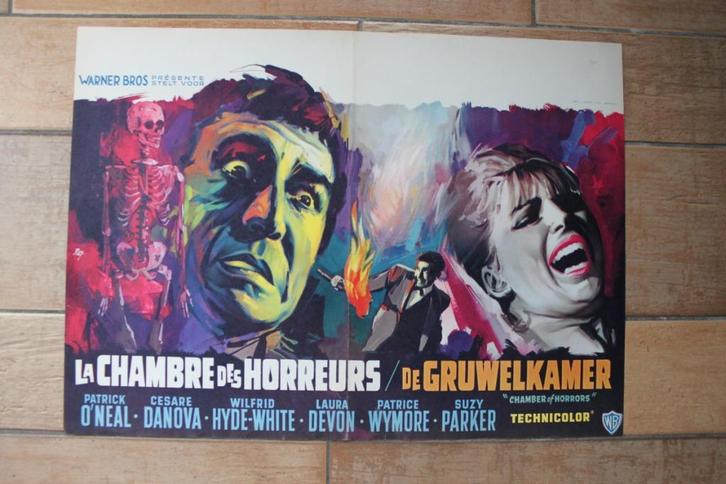 filmaffiche Chamber of Horrors 1966 filmposter, Verzamelen, Posters, Zo goed als nieuw, Film en Tv, A1 t/m A3, Rechthoekig Liggend