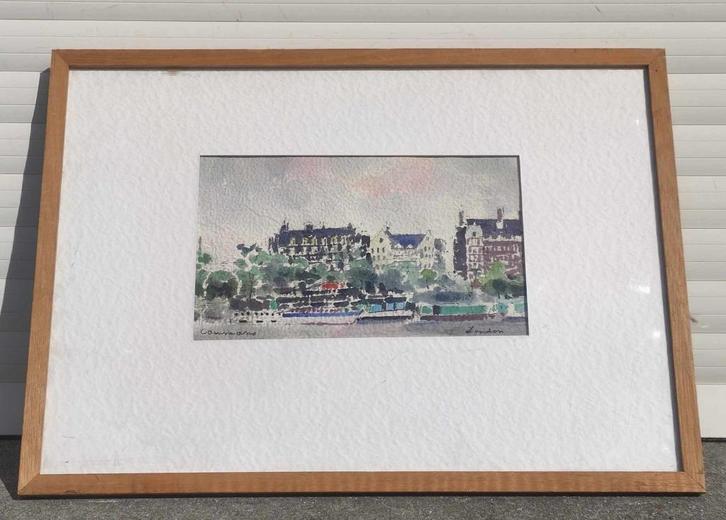 aquarelle london signe raymond coumans, Antiek en Kunst, Kunst | Schilderijen | Klassiek, Ophalen of Verzenden