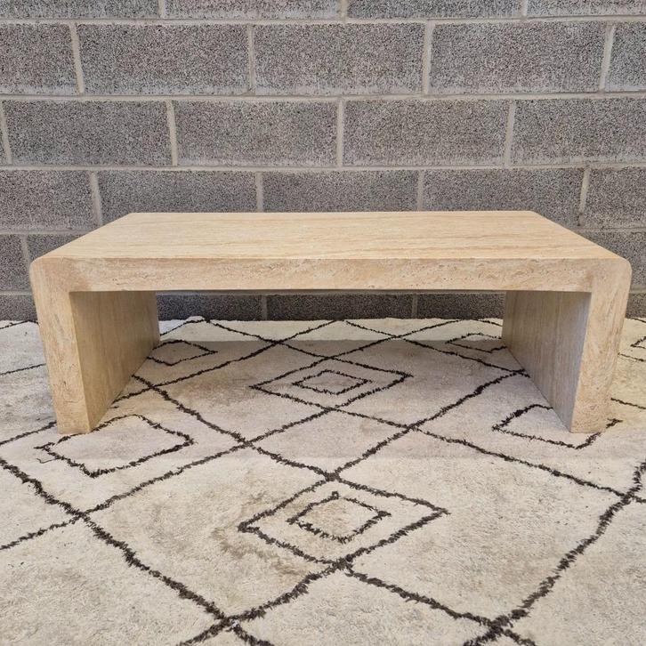 Table basse effet travertin 120x55cm, Huis en Inrichting, Tafels | Salontafels, Nieuw, Overige materialen, Ophalen