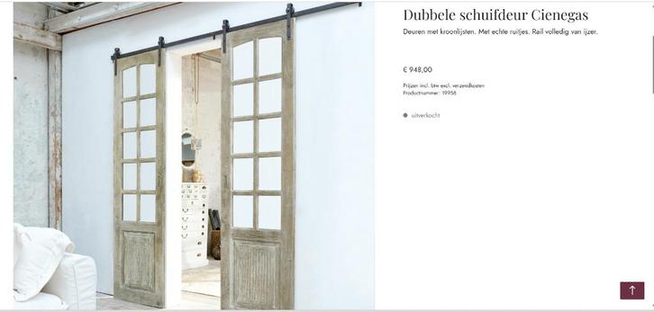 Dubbele schuifdeur, Doe-het-zelf en Bouw, Raamkozijnen en Schuifdeuren, Nieuw, Schuifpui, Hout, 150 tot 225 cm, 75 tot 150 cm