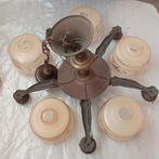 Antieke kroonluchter met gouden afwerking op glas, intact, Ophalen, Gebruikt, Glas