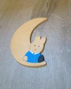 houten konijn & maan = decoratie hoogte 10cm, Kinderen en Baby's, Kinderkamer | Inrichting en Decoratie, Nieuw, Wanddecoratie