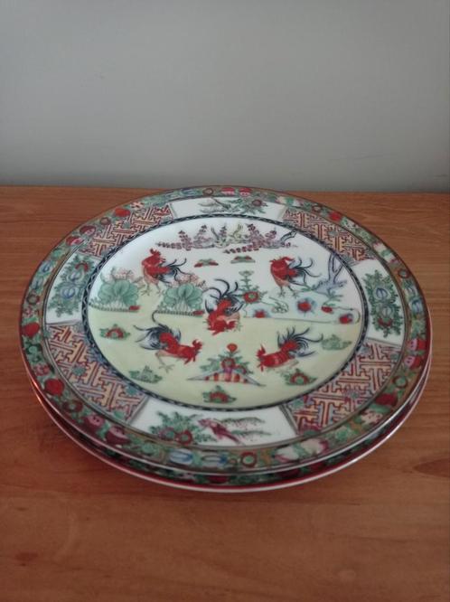 Deux assiettes chinoises avec coqs et fleurs, Antiquités & Art, Antiquités | Assiettes décoratives & Carrelages, Enlèvement ou Envoi