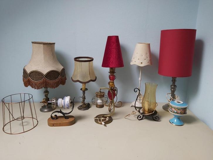 bedlampjes, tafellampen, vloerlampen, Huis en Inrichting, Lampen | Tafellampen, Gebruikt, 50 tot 75 cm, Glas, Metaal, Stof, Ophalen of Verzenden
