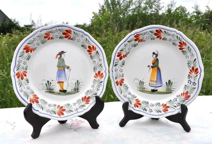 paire assiettes quimper peint main, Antiquités & Art, Antiquités | Assiettes décoratives & Carrelages, Enlèvement ou Envoi