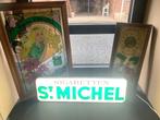St Michel lichtreclame, klok en spiegel, Overige typen, Ophalen of Verzenden, Zo goed als nieuw