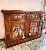 Dressoir kast met lederen bekleding, Avec tiroir(s), 25 à 50 cm, Klassiek, 100 à 150 cm