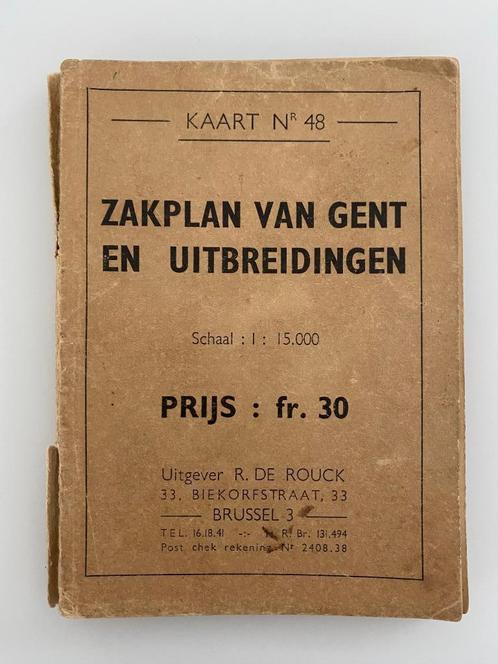 Vintage Plan de Rues Gand "Zakplan Gent en Uitbreidingen", Antiquités & Art, Antiquités | Livres & Manuscrits, Enlèvement ou Envoi
