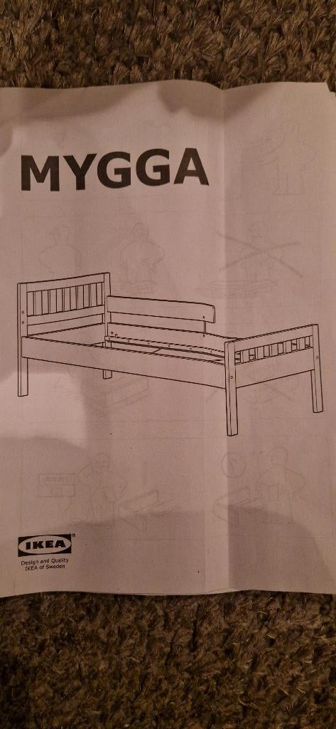 Kinderbed Ikea (Mygga), 70 à 85 cm, Comme neuf, Sommier à lattes, Enlèvement