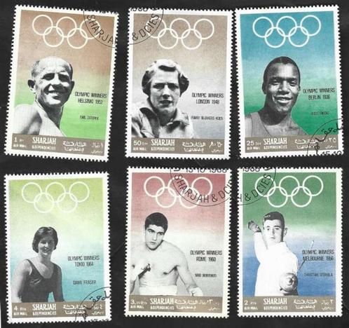 6 Postzegels Sharjah 1968 Olympische medailles, Postzegels en Munten, Postzegels | Thematische zegels, Gestempeld, Sport, Ophalen of Verzenden