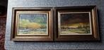 2 schilderijtjes op doek, Antiek en Kunst, Kunst | Schilderijen | Klassiek, Ophalen of Verzenden