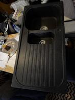 Zwarte dubbele gootsteen in kunststof – goede staat, Doe-het-zelf en Bouw, Sanitair, Ophalen, Gebruikt, Overige typen