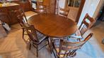 Uitschuifbare eiken tafel 4 rond of 6 ovaal incl 6 stoelen, Ophalen, Zo goed als nieuw, Ovaal